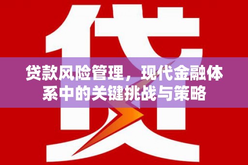 广安贷款风险管理，现代金融体系中的关键挑战与策略
